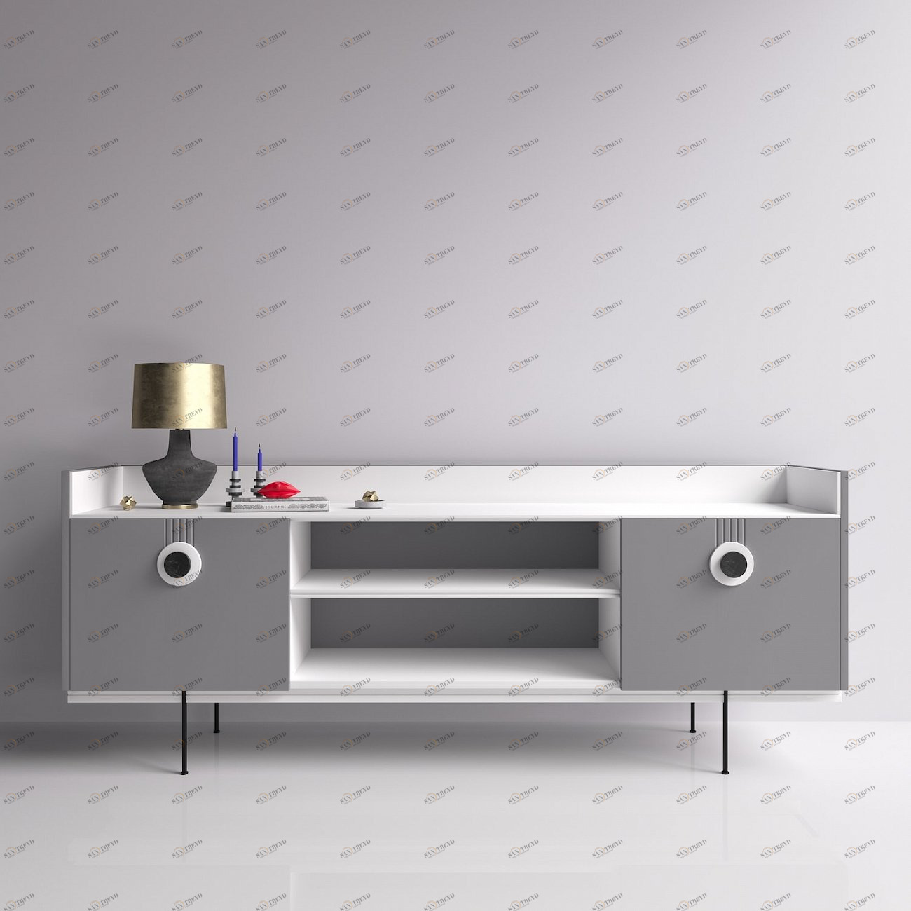 Тумба под телевизор серая Lago BRAGIN DESIGN LIVING 00-3974641 Серый