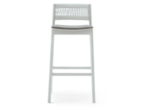 Высокий стул из бука и морской веревки с мягким сиденьем