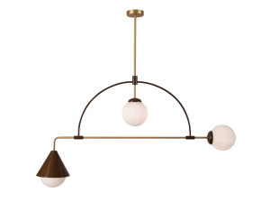 Светодиодный подвесной светильник из латуни и стекла