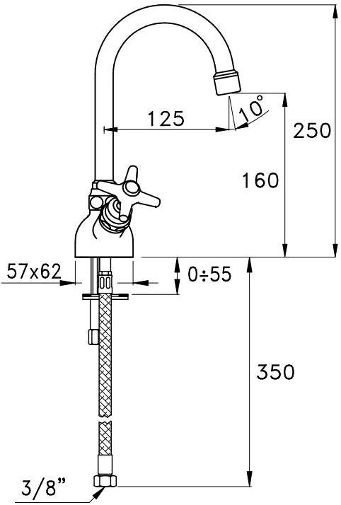 RUBINETTERIE STELLA Смеситель для раковины на одно отверстие Italica It00003 - Вид №1