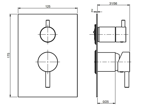 Встраиваемый смеситель для душа с пластиной Rubinetterie Frattini Pepe XL ARCH-00105336 - Вид №14