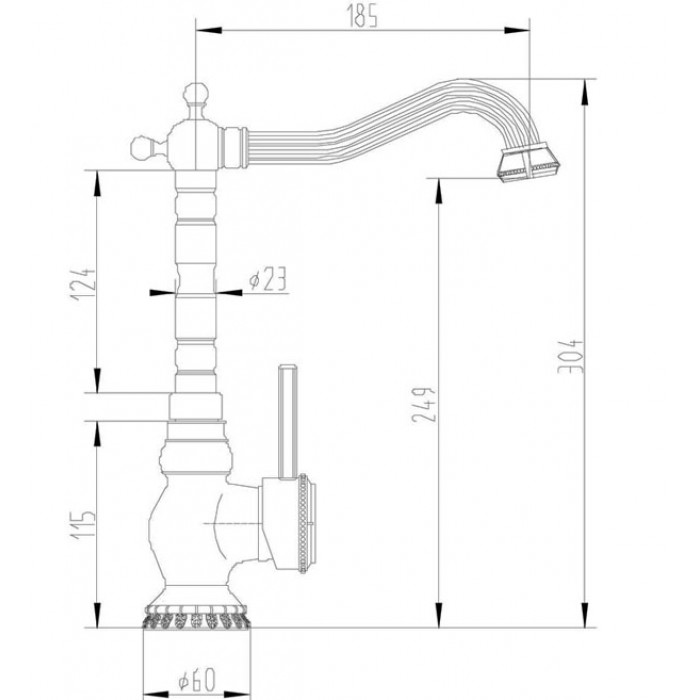 Zorg A 305K-BR Смеситель для кухни Zorg 304 х 185 мм  - Вид №2