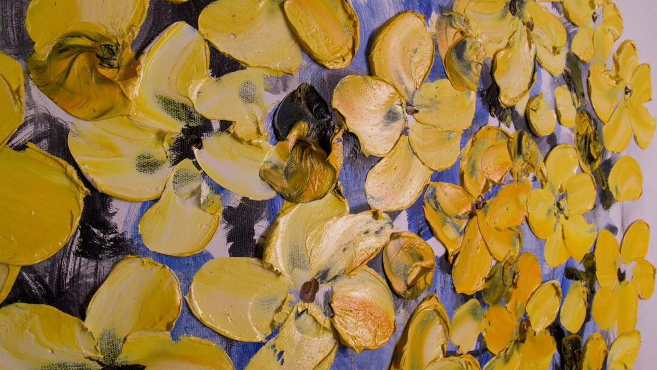 Картина на холсте 100х100 см "Прекрасные жёлтые цветы" EVENHOME КАРТИНЫ МАСЛОМ 130027 Бежевый;желтый;разноцветный  - Вид №2