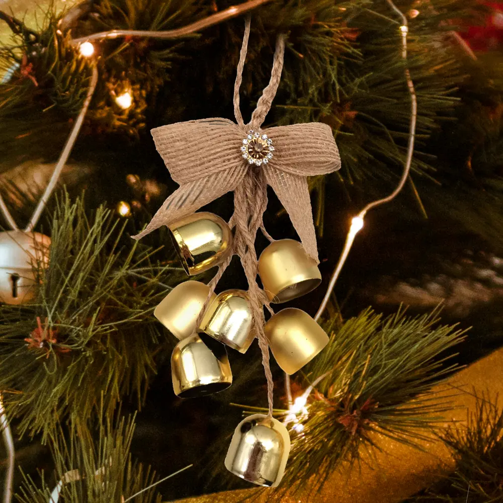 89381643 Украшение елочное «Колокольчики», 13x6.5 см, цвет золотой STLM-1410308 Santreyd 