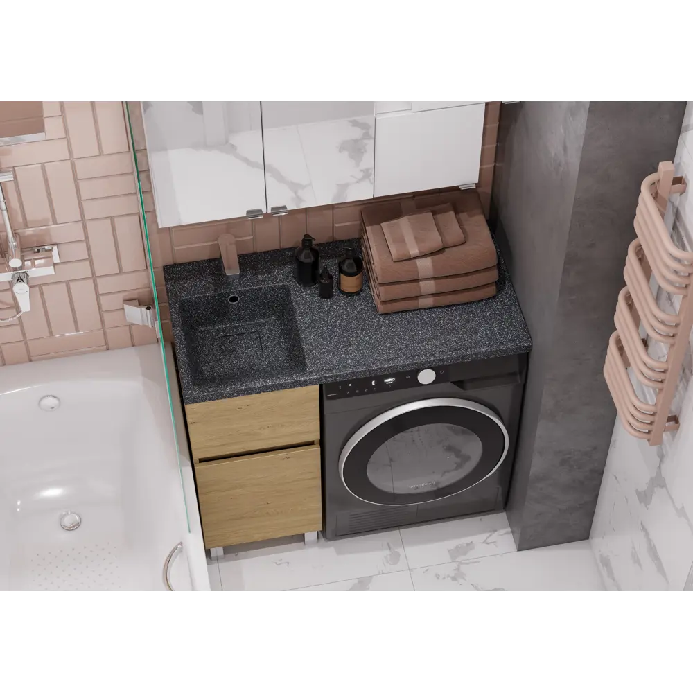 Раковина на стиральную машину Aquaton Лайн 100 см левая графит STLM-2099722 - Вид №3