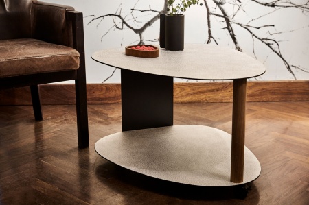 98958 Hippo white-grey журнальный столик двухъярусный 39х44х38см;LIND DNA  - Вид №1