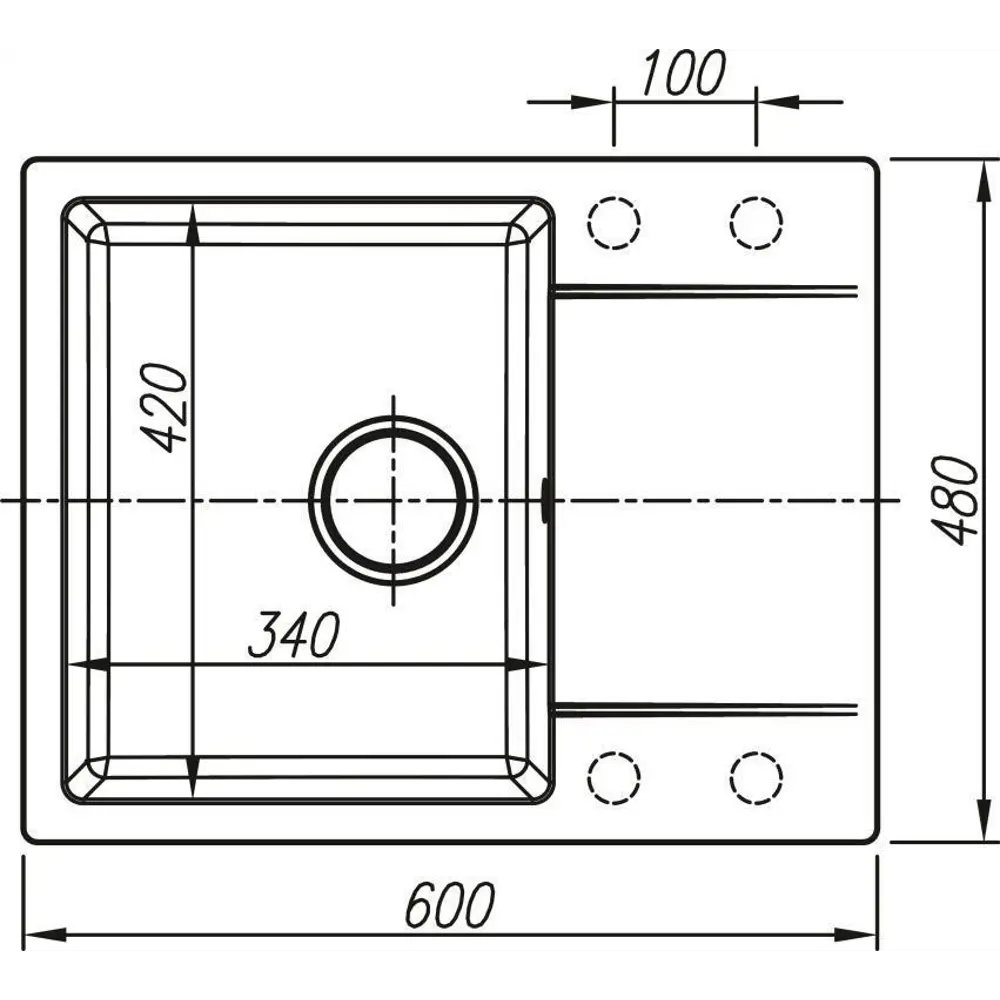 Мойка для кухни врезная KONSENSA 48x60 см глубина чаши 20 см кварц цвет серый Lm 60x48 STLM-2007195 - Вид №8