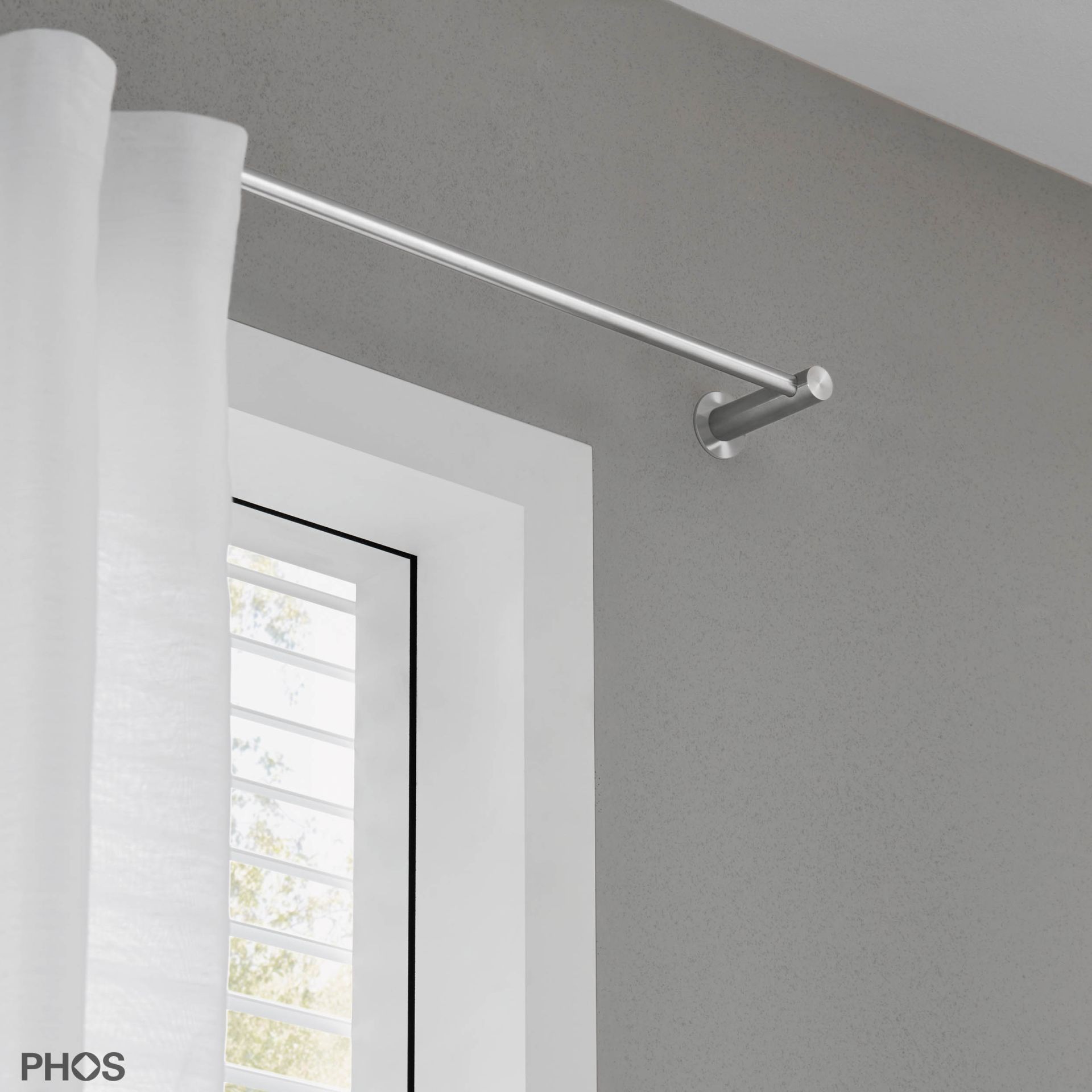 VS20-80E1000 Комплект карнизов: 100 см с 2 концевыми кронштейнами (небольшое расстояние от стены) PHOS  - Вид №1