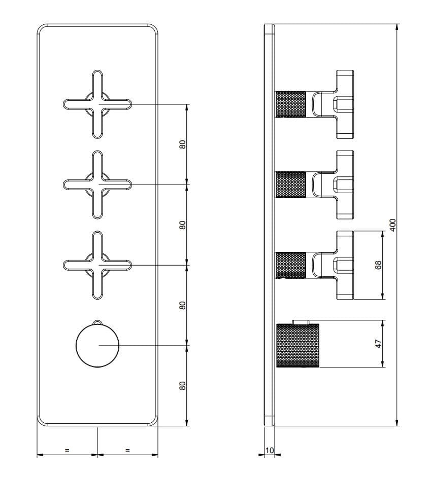 Металлический термостатический смеситель для душа с 3 отверстиями Gessi гравированный ARCH-00111496 - Вид №1