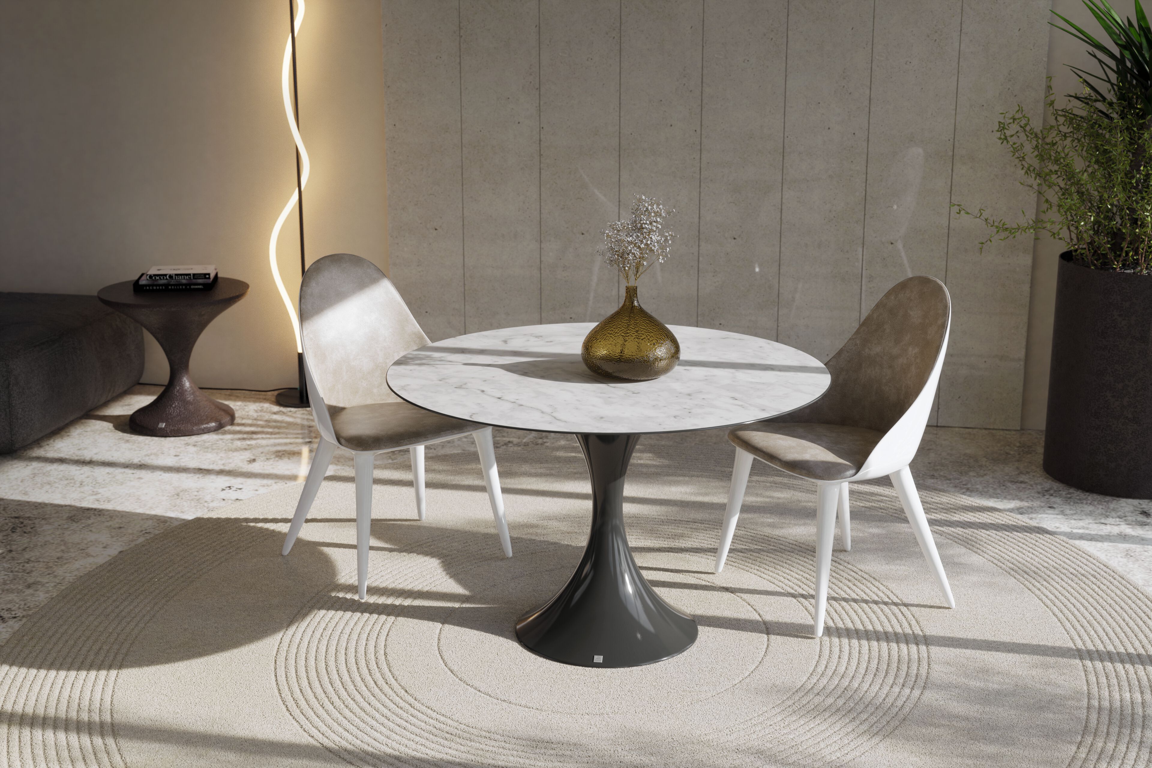 Обеденный стол из стекловолокна с столешницей из каррарского мрамора GANSK JADE ARCH-00019345 - Вид №1