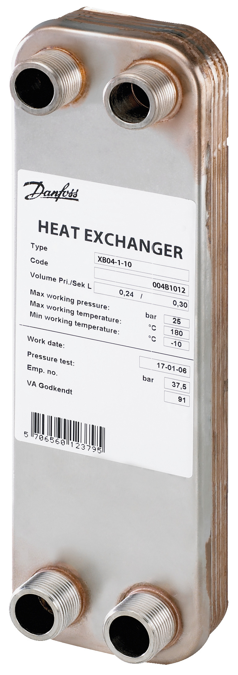 Danfoss Паяный пластинчатый теплообменник серии XB04 XB 04-1 20 паяный пластинчатый теплообме 004B1016  - Вид №2