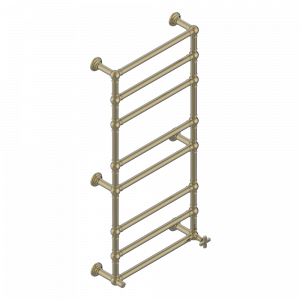 U9C-TWT8H1 Полотенцесушитель Традиционный, 8 перекладин, 625 мм x 1325 мм, водяной, с 1 декоративной крестовой рукояткой Thg-paris West coast с ручками-крестиками с гильошем Бронза