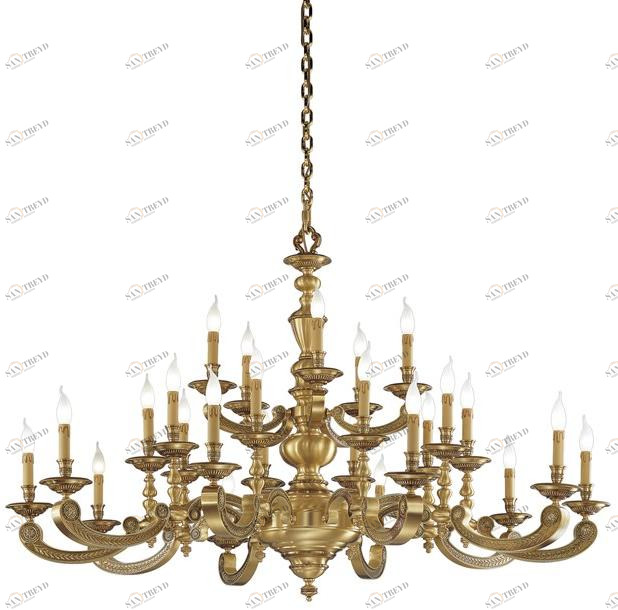Possoni Illuminazione Французская люстра из сатинированного золота / красного дерева Alberto 268/20+5 