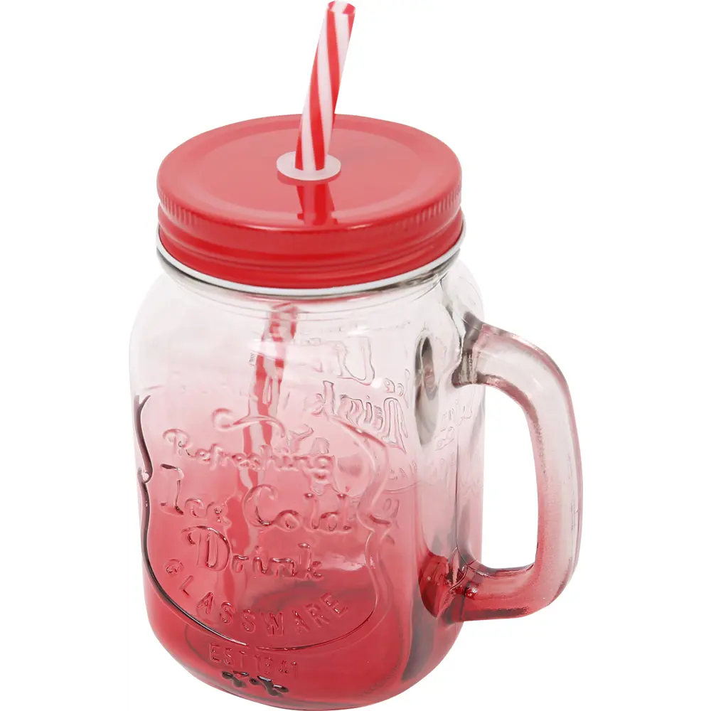 Стакан с трубочкой 500 мл стекло цвет красный Santreyd MS-BL-500R STLM-2074935