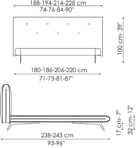 Bonaldo Двуспальная кровать с обивкой из ткани Saddle sun-id-1481146 - Вид №3