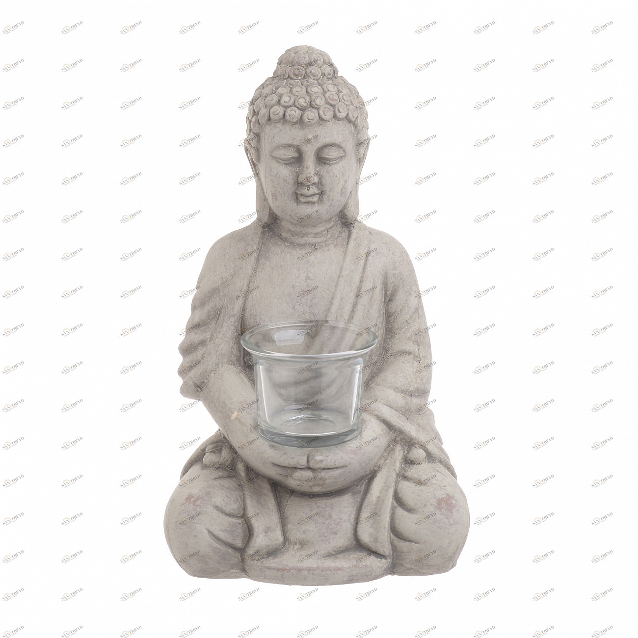 Статуэтка декоративная цементная 30 см серая Buddha TO4ROOMS EL PUI 00-3893862 Серый 