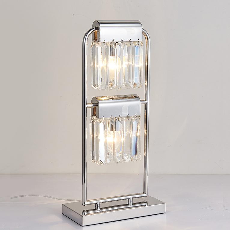 Настольная лампа с хрустальными подвесками двойная хром Newport NEWPORT ИНТЕРЬЕРНЫЕ 00-3834818 Прозрачный;хром  - Вид №1