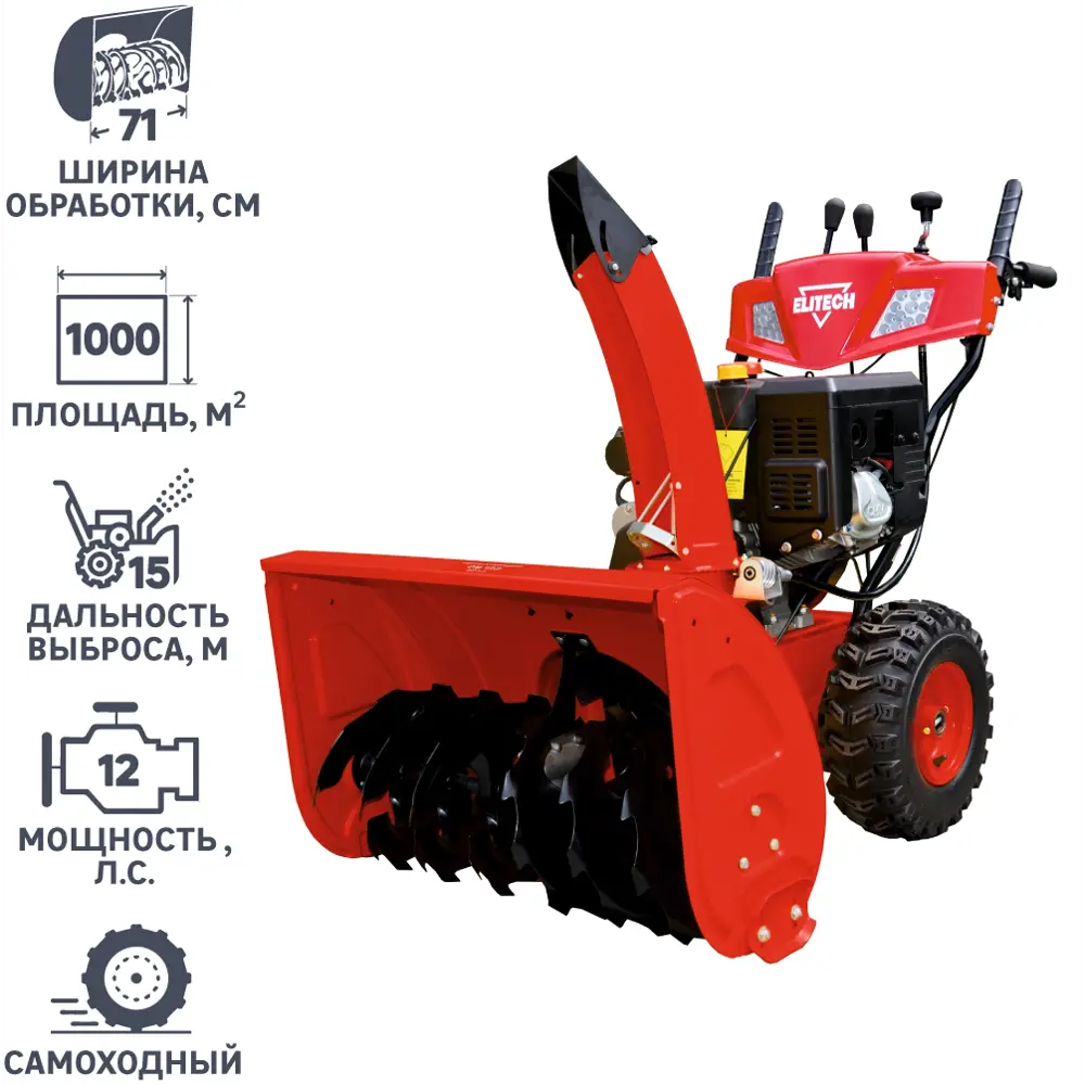 Снегоуборщик бензиновый ELITECH СМ 12Э 71 см 12 л.с. 82063834 STLM-2098623  - Вид №1