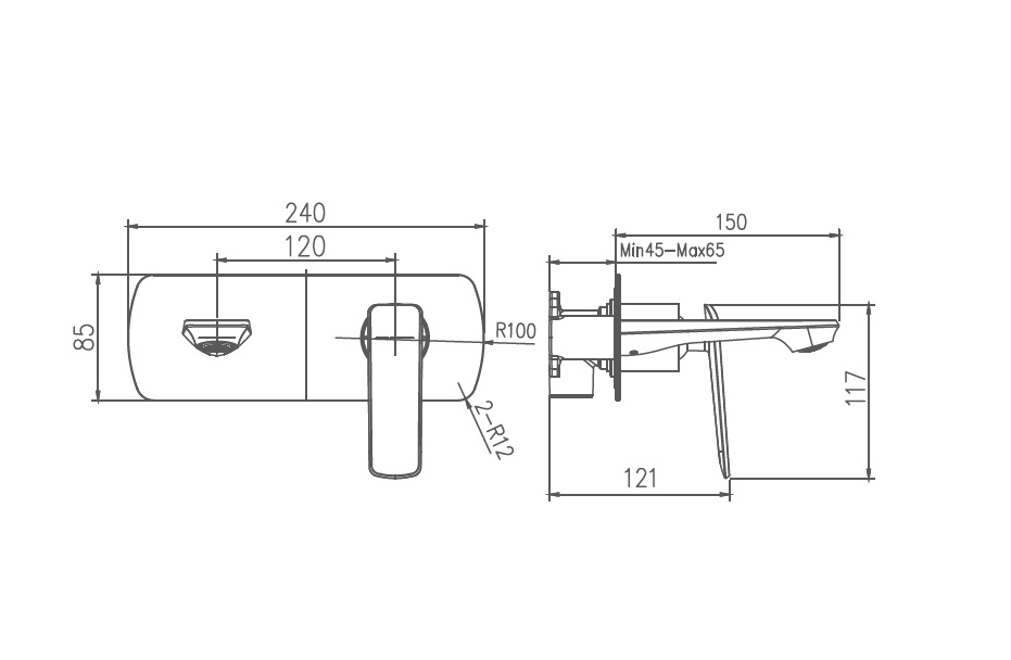 HB80548-7 Встраиваемый смеситель , черный Haiba  - Вид №2