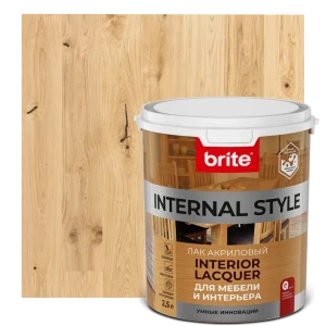 86778515 Лак для мебели акриловый Brite Internal Style цвет прозрачный глянцевый 2.5 л STLM-0071545