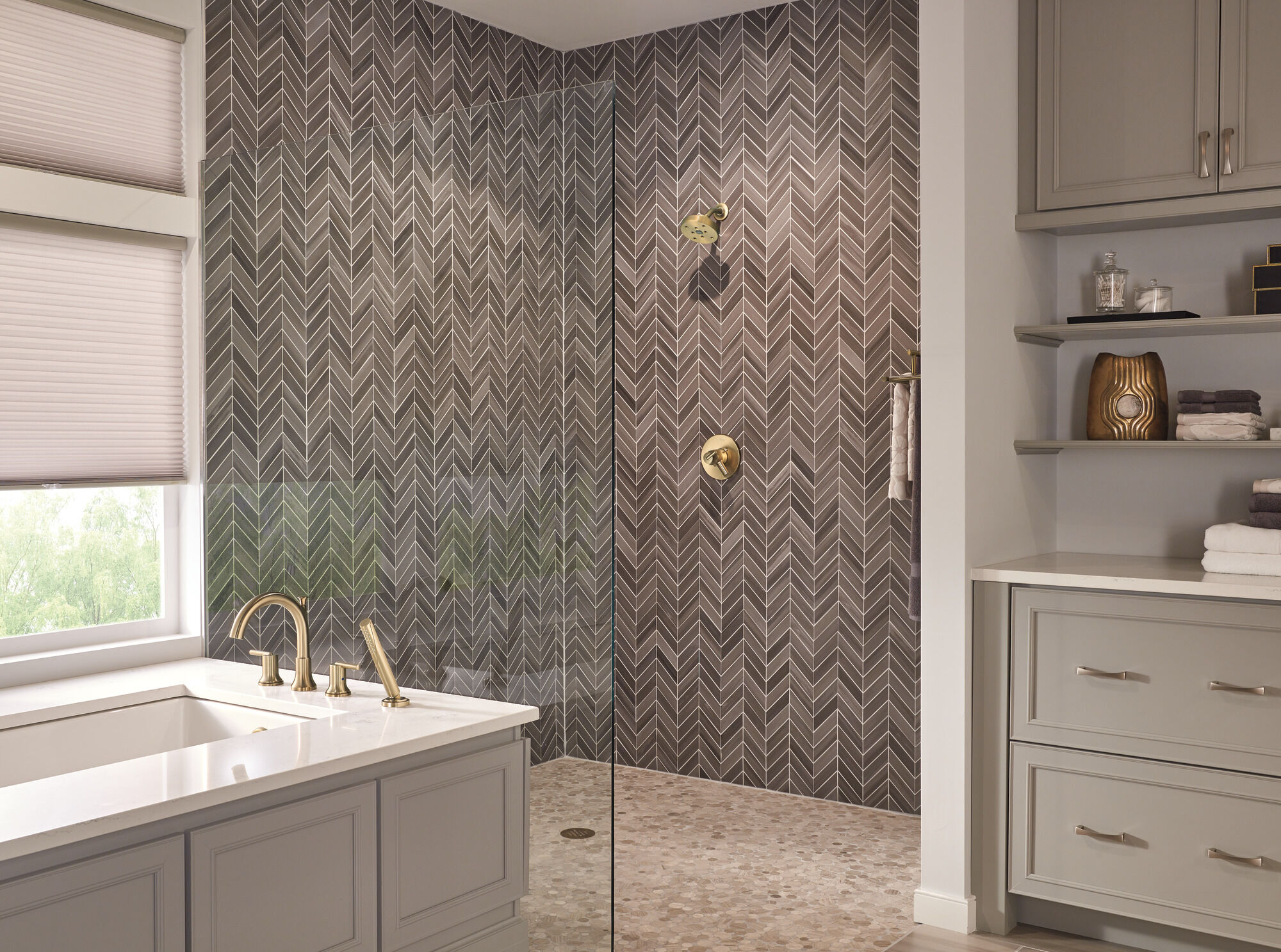 T4759-CZ Римская ванна с ручным душем Delta Faucet Trinsic Шампанское бронза  - Вид №2