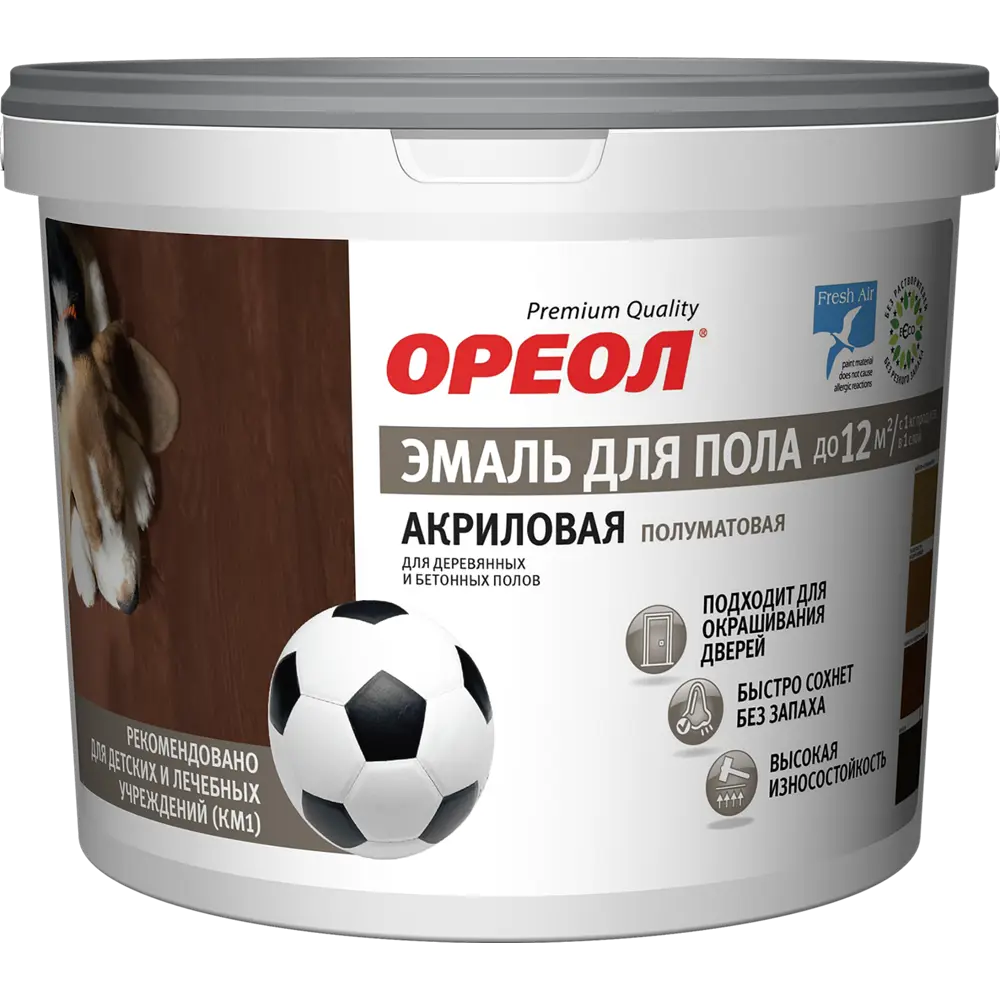 Акриловая эмаль ОРЕОЛ для дерева и бетона, желто-коричневая 2,4 кг 84439738 STLM-0050056 - Вид №1