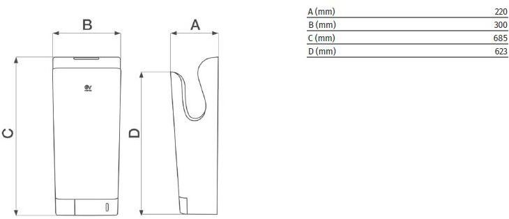 Vortice Электрические полотенца в абс с воздушным лезвием Vort super dry uv 70907 - Вид №3
