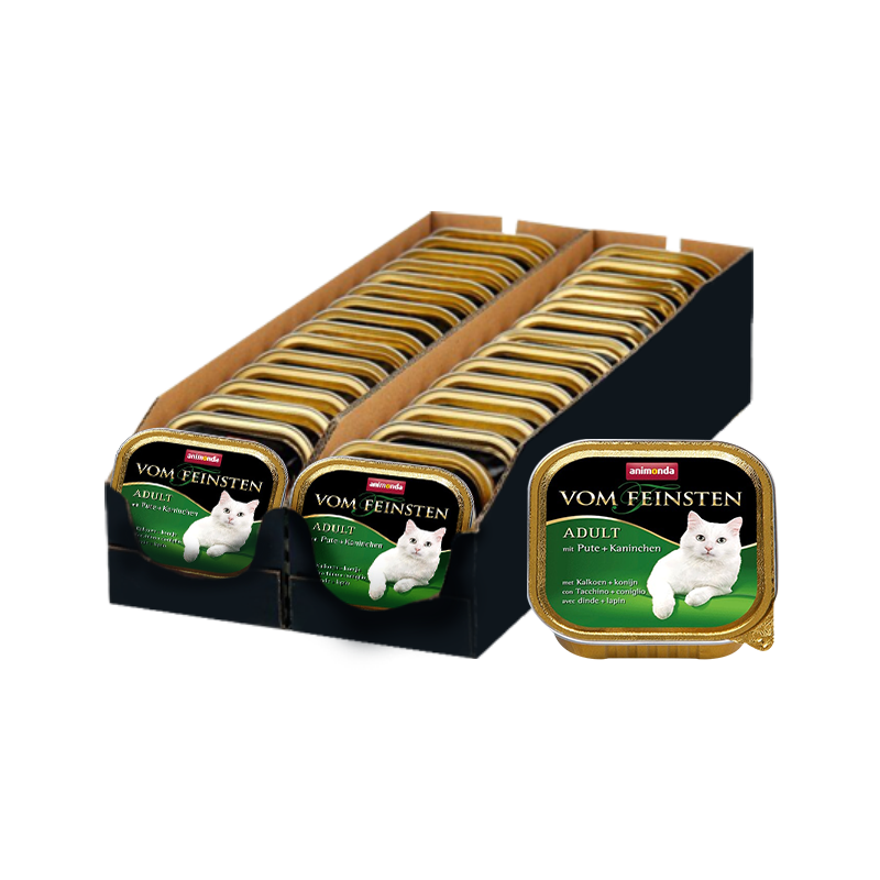 Т0055671*32 Корм для кошек Vom Feinsten Adult индейка, кролик конс. 100г (упаковка - 32 шт) Animonda 