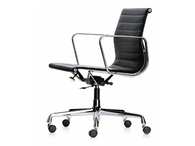 Кожаный поворотный операционный офисный стул с подлокотниками VITRA Eames Aluminium Group ARCH-00047211 - Вид №5