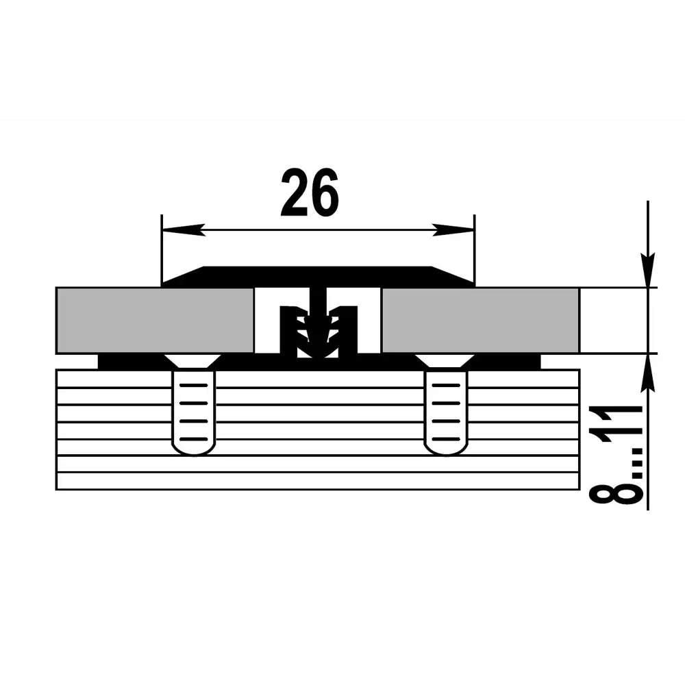 FLOOREXPERT Т-образный порог для стыковки напольных покрытий 180 см серебристый 89133700 STLM-0078854 - Вид №5