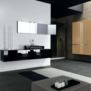 Комбинация ванной комнаты KU 63 в отделке Shine 54 G87 Nero / L68 Nero / L201 Senape MILLDUE KUBIK