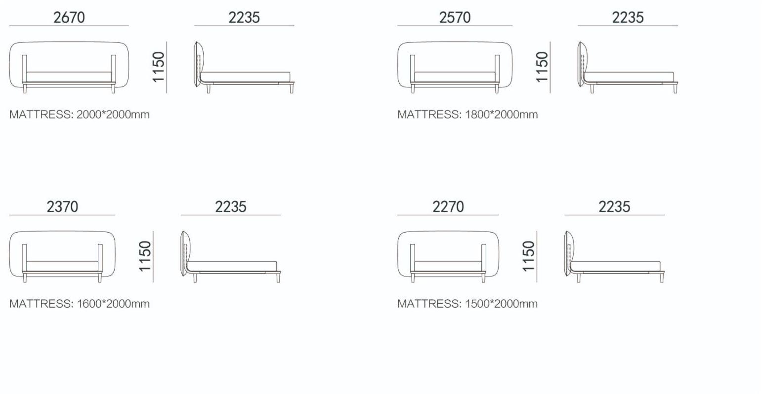 HC28 Cosmo Двуспальная кровать из дерева с мягким изголовьем  S07  - Вид №3