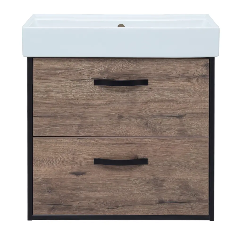 Тумба под раковину Aquanet Инди Вилис подвесная 65 см цвет дуб веллингтон с раковиной Вилис 65 см 89432271 STLM-2163970