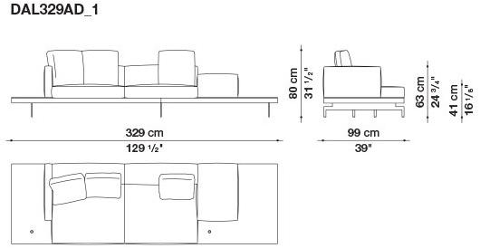 B&B Italia 3-х местный тканевый диван с шезлонгом Dock sun-id-1355318 - Вид №15