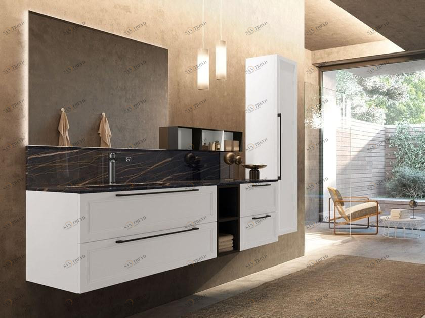 Archeda Тумба под умывальник из лакированной древесины с зеркалом Seta sun-id-1433742