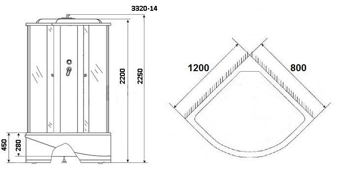 Душевая кабина NG- 3320-14L (1200х800х2150) высокий поддон(45см) стекло МАТОВОЕ Niagara Classic 33201424L - Вид №1