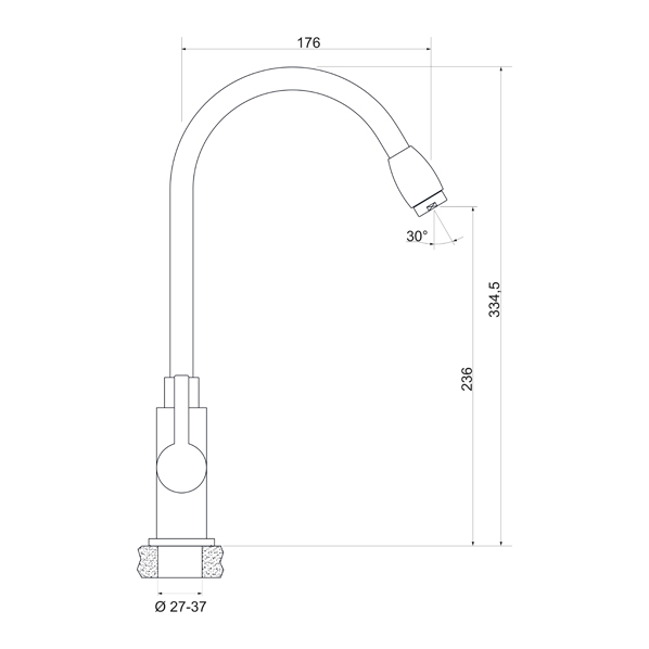25-03L YOTA  Смеситель для кухни  ARGO kran 2503lyota - Вид №1