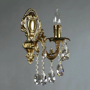 Бра светодиодное хрустальное бронзовое Granada 2118/1 PB Tear drop AMBIENTE СВЕЧА 00-3927909 Бронза;прозрачный