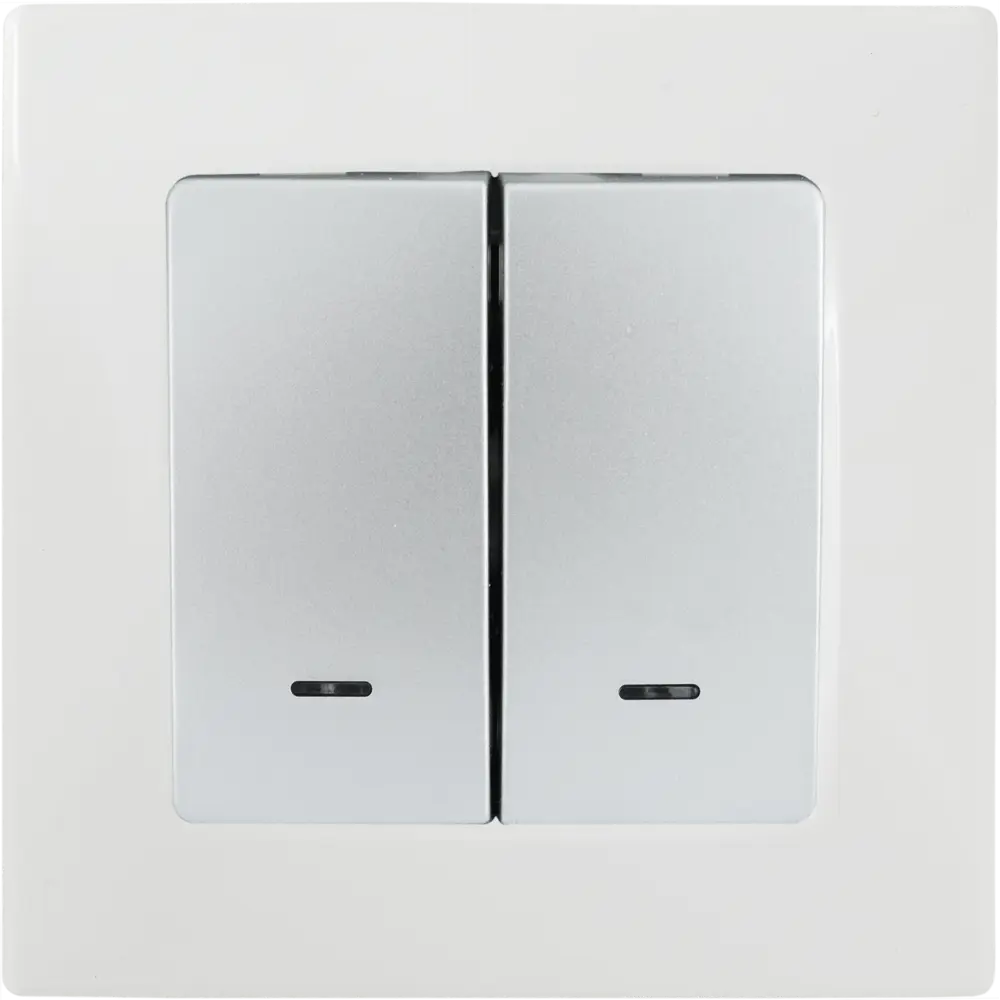 Legrand Etika — выключатель двухклавишный с подсветкой, алюминиевый 82496547 STLM-0028721 - Вид №3