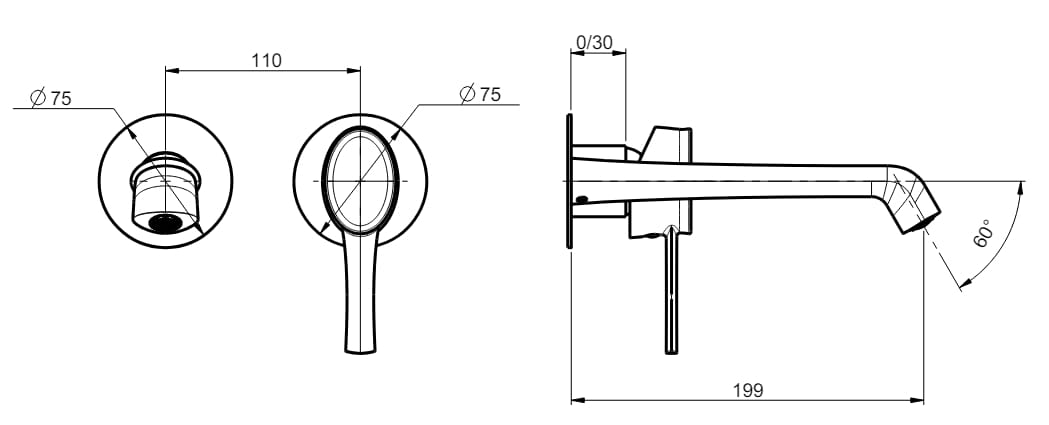 Однорычажный настенный смеситель для раковины без слива Rubinetterie Frattini Delizia ARCH-00051706 - Вид №5