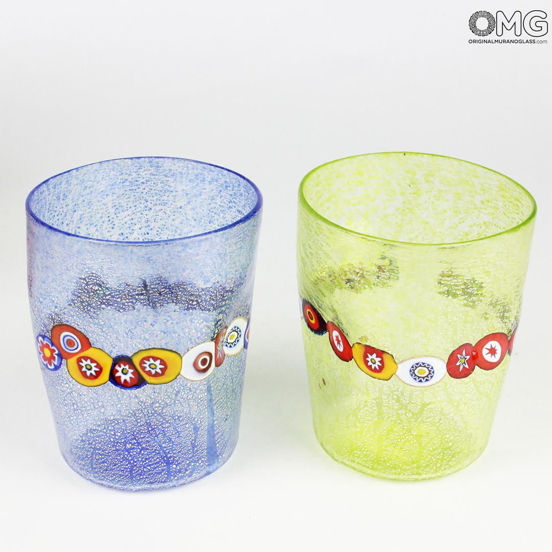 735 ORIGINALMURANOGLASS Набор из 6 стаканов - Goto con Murrine e Argento - муранское стекло OMG 8 см  - Вид №1