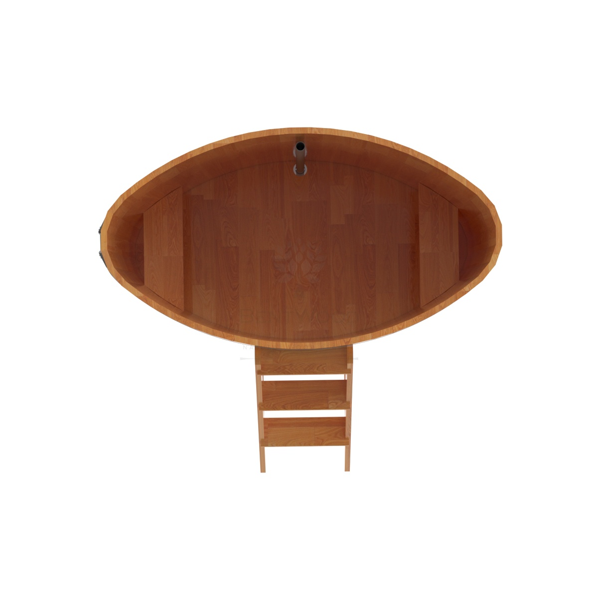 1516 Купель овальная из сращенных ламелей лиственницы 0,92х1,66х1,4 натуральная Alyarus  - Вид №4