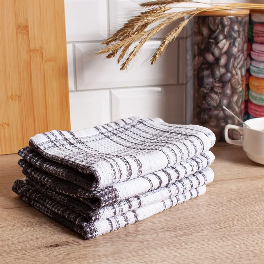 Набор полотенец вафельных Belezza Радуга 35x60 см цвет черно-белый 4 шт STLM-2045199 - Вид №3