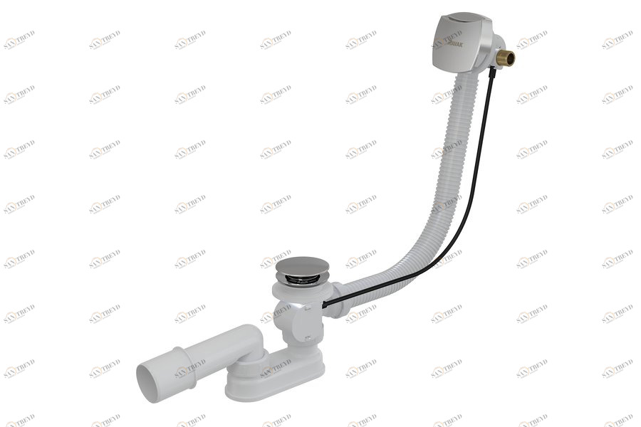 Сточный комплект с заполнением переливом Click Clack хром (квадратный) Ravak X01440