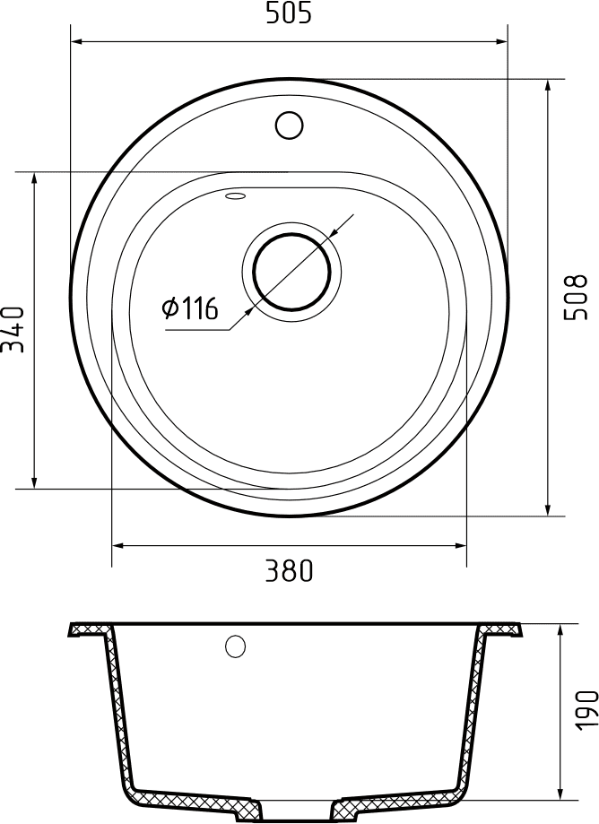 Кухонная мойка Искусственный камень RONDO S61 GranFest R-510-S61 - Вид №1