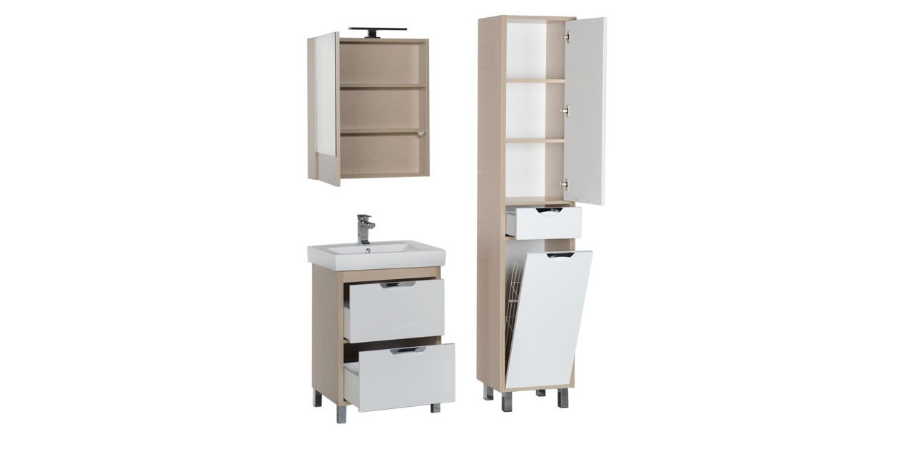 Комплект мебели Aquanet Гретта 60 светлый дуб (камерино 2 ящика) 00172712 - Вид №2