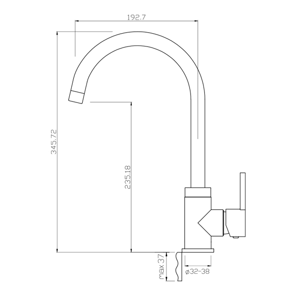 35-03/G ETA brown  Смеситель для кухни  ARGO kran 3503getabrown - Вид №1
