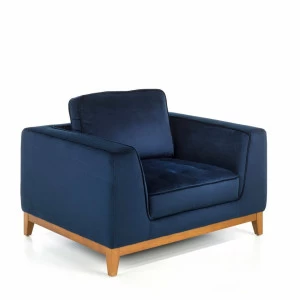 Кресло с мягкими подлокотниками с деревянными ножками темно-синее от Angel Cerda ANGEL CERDA ДИЗАЙНЕРСКИЕ 00-3865514 Синий