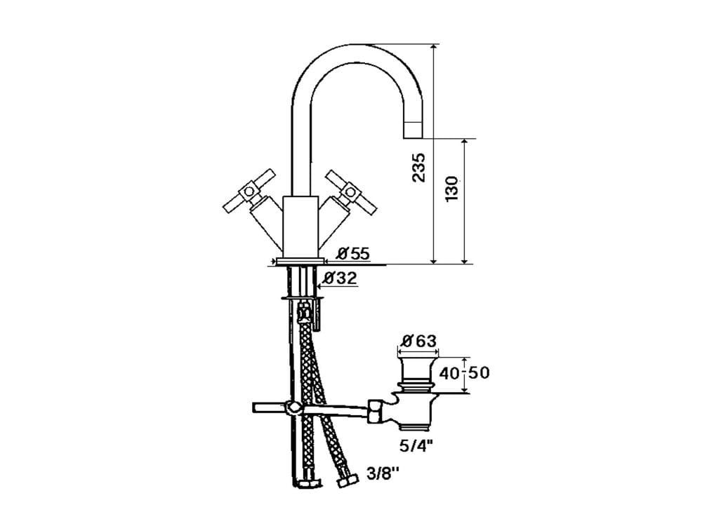 Смеситель для раковины с одним отверстием и автоматическим сливом rvb SULLY ARCH-00122736 - Вид №2