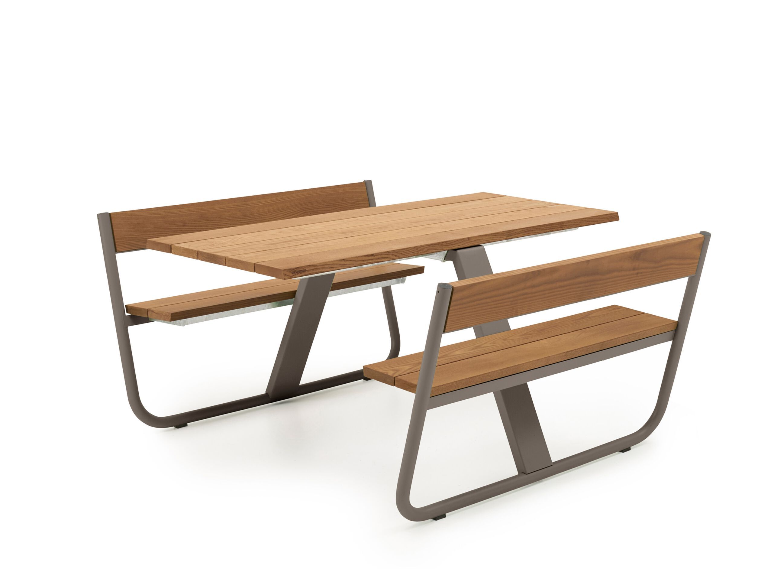 Прямоугольный стол для пикника из стали и дерева со встроенными скамейками Extremis MANILLE ARCH-00005114